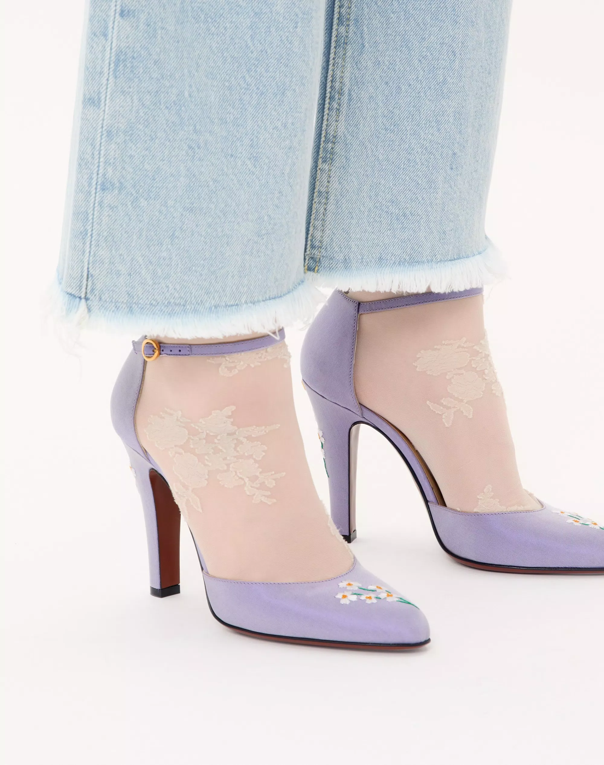 Valentino Hi Dolly Fabric Pumps With Floral Embroidery 105Mm - Image 7